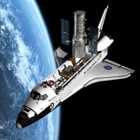 This artist's impression shows the Space Shuttle during the currently planned Servicing Mission (SM4) to repair and upgrade the NASA/ESA Hubble Space Telescope in 2008. This Servicing Mission will not only ensure that Hubble can function for perhaps as much as another ten years, it will also increase its capabilities significantly in key areas. As part of the upgrade, two new scientific instruments will be installed: the Cosmic Origins Spectrograph and the Wide Field Camera 3.